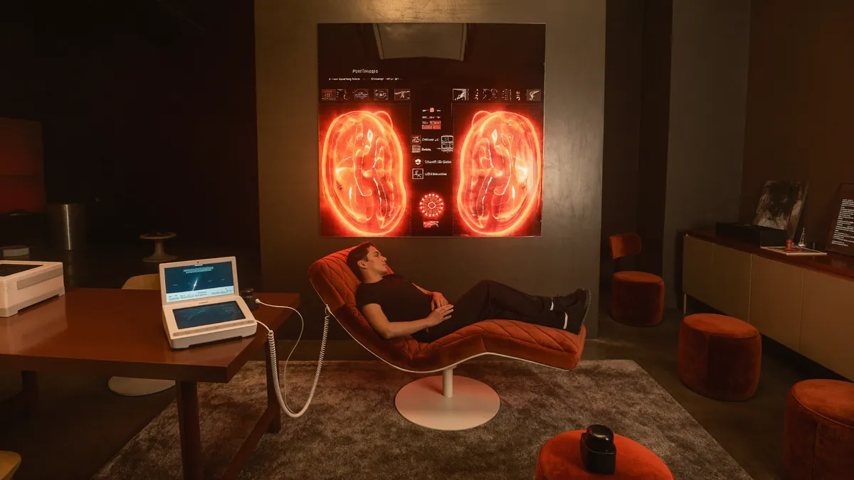 Biohacking studio with red light therapy panels