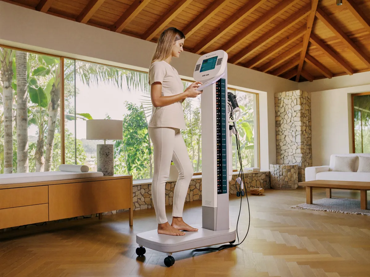 Body Composition equipment in use in an Indonesian wellness clinic