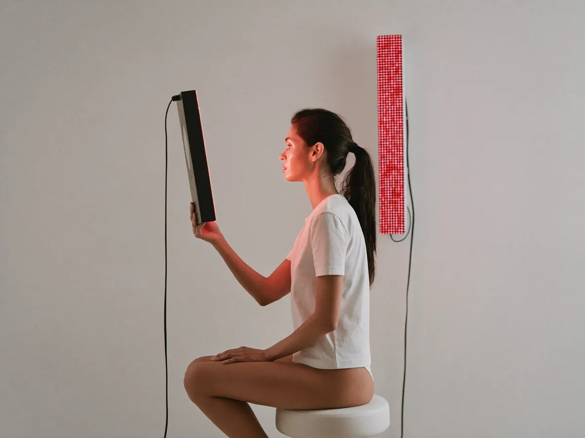 Mito Red Light MitoPRO 1500+ in use with a client in a modern Indonesian wellness clinic