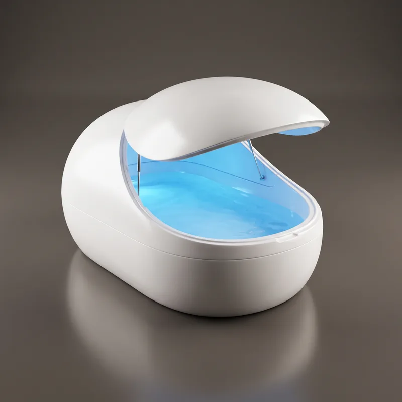 DreamPod commercial flotation therapy pod with open lid